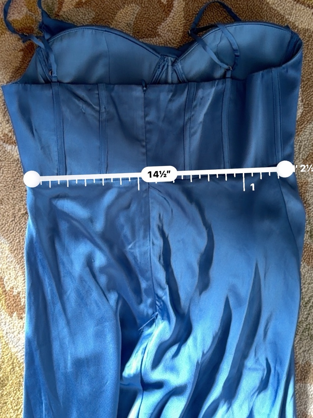 Astr Blue Satin Corset-Style Slip Gown - Picture 14 of 15